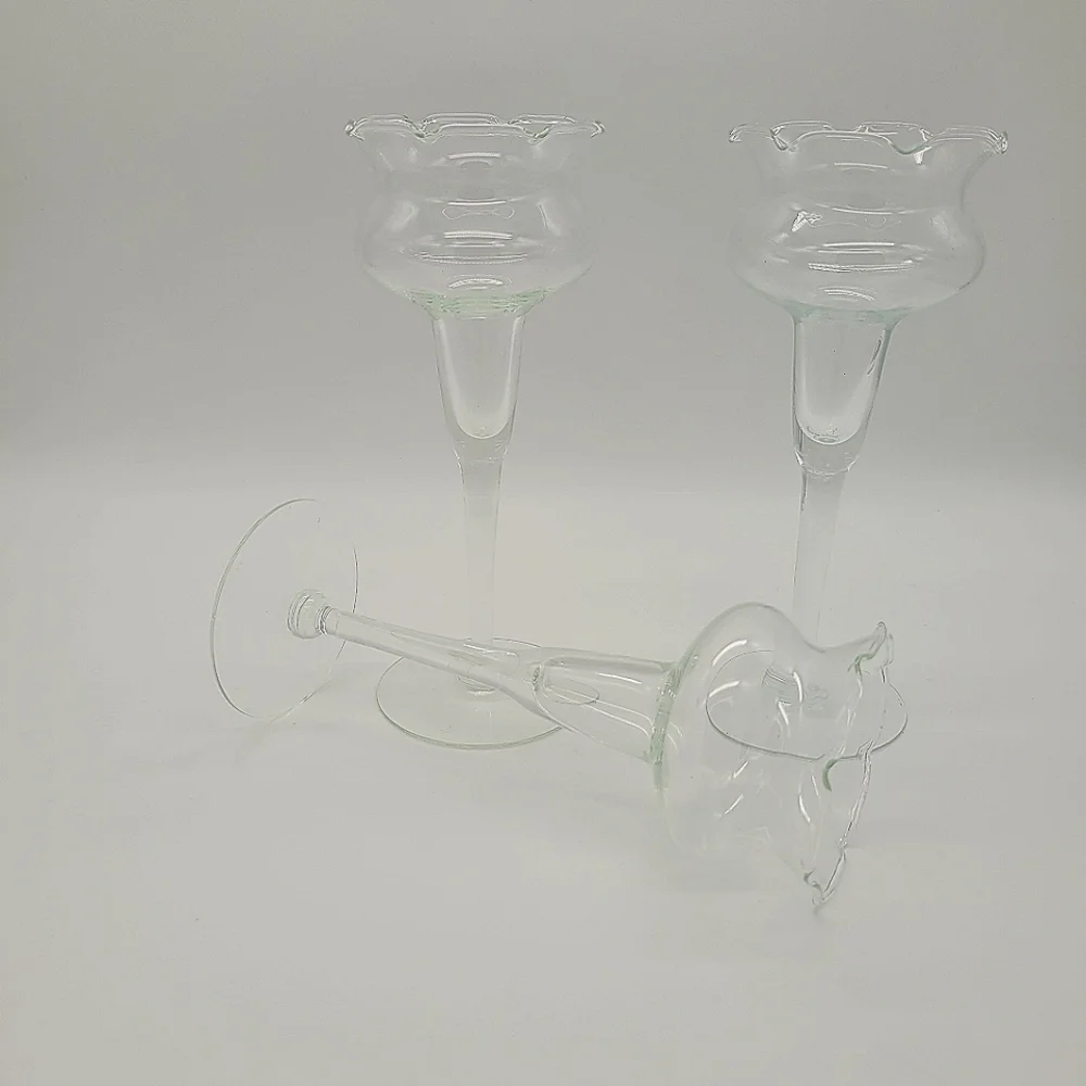 Vintage Princess House Candle Holders Clear Crystal Stemmed 7 1/2